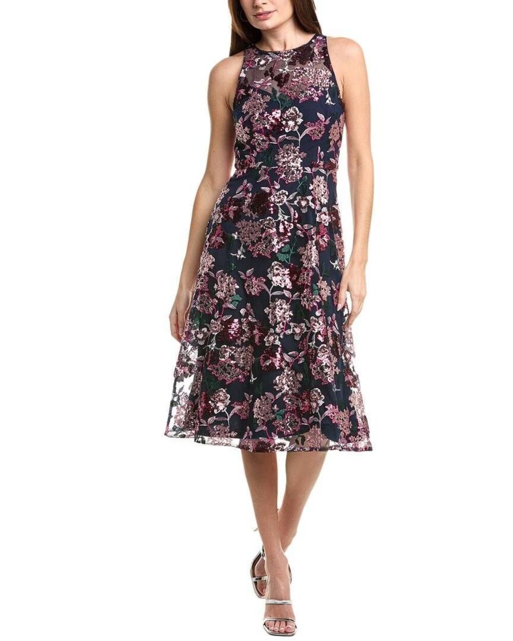 NWT Adrianna Papell Plus Size US 18 (XL) Embroidered Sequin Midi Dress